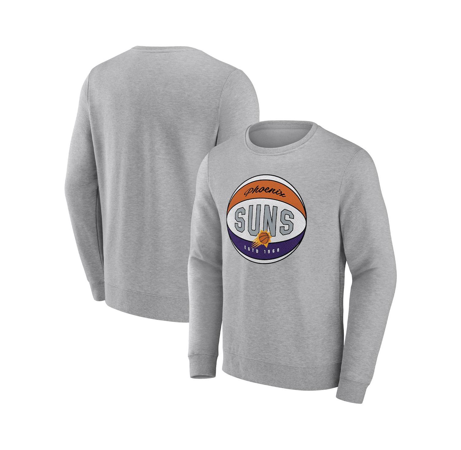 Men's Heathered Gray Phoenix Suns True Classics Vint Pullover Sweatshirt