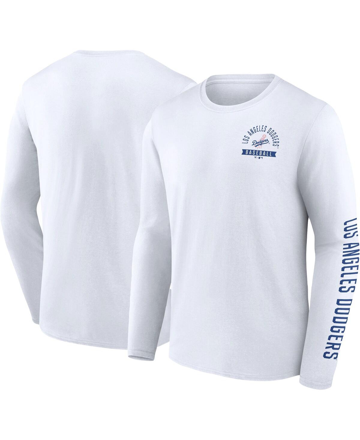 Shop Fanatics Men's  White Los Angeles Dodgers Pressbox Long Sleeve T-shirt