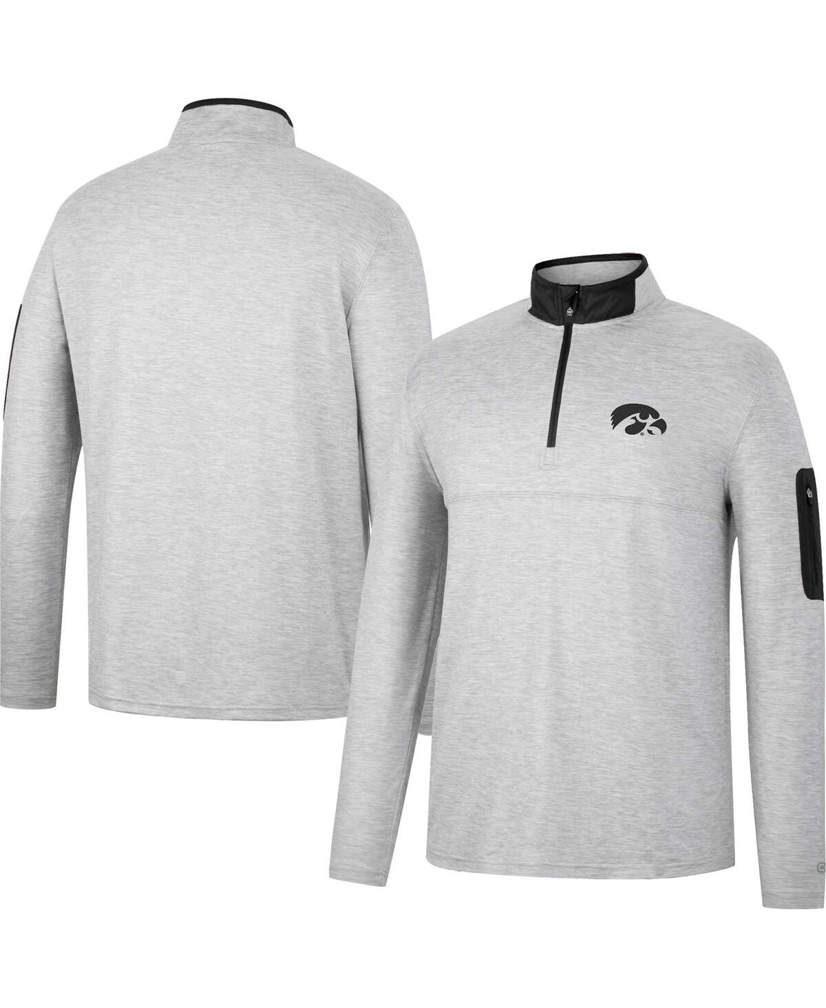 Shop Colosseum Men's  Heathered Gray, Black Iowa Hawkeyes Country Club Windshirt Quarter-zip Jacket In Heathered Gray,black