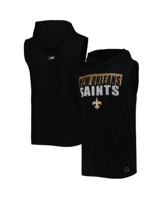 Men's Black New Orleans Saints Relay Sleeveless Pullover Hoodie