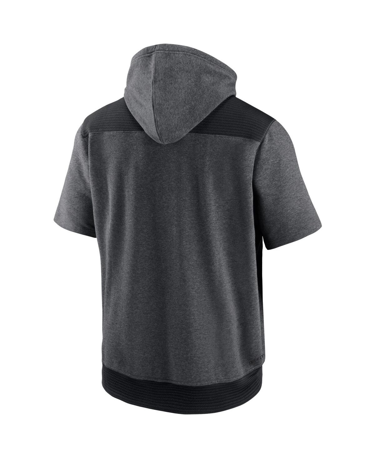 Men's Nike Heathered Black Oakland Athletics Authentic Collection Dry Flux Performance Quarter-Zip Short Sleeve Hoodie - Black