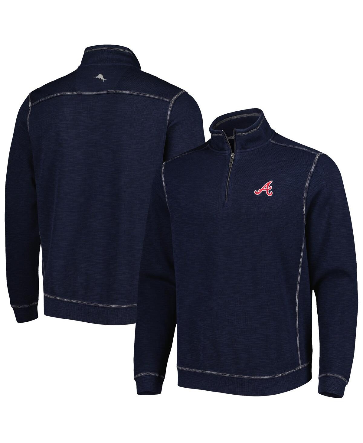 Tommy Bahama Men's  Blue Atlanta Braves Tobago Bay Tri-blend Quarter-zip Sweatshirt In Blue