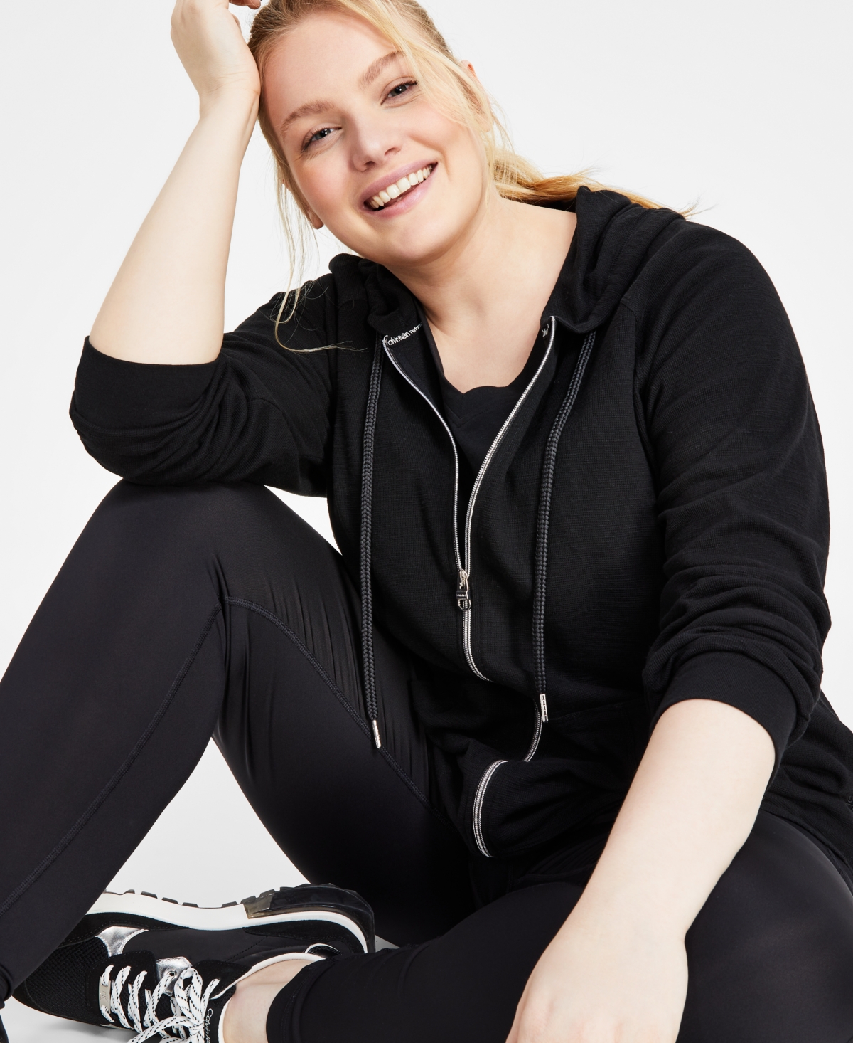 Calvin Klein Performance Ruched-Sleeve Zip Hoodie, Xs-3X