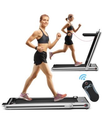 2-in-1 Folding Treadmill 2.25HP Jogging Machine w/ Dual LED Display