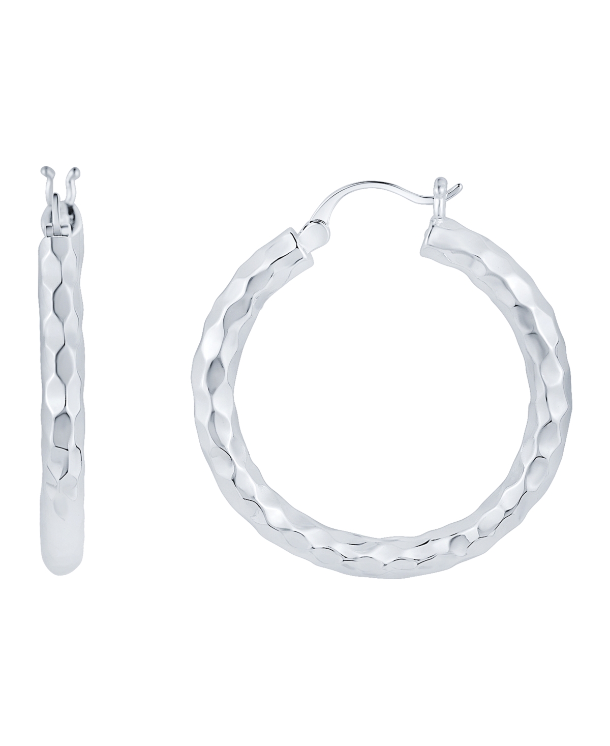 And Now This Fine Silver-plated Hammered Texture Hoop Earring