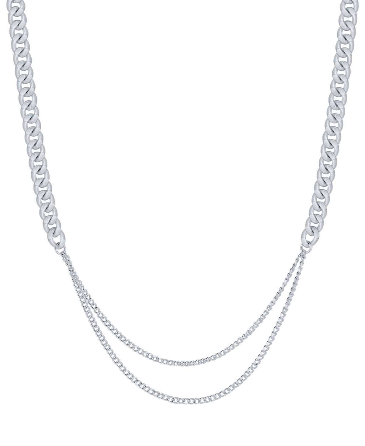 Fine Silver-Plated Curb Chain Necklace - Silver