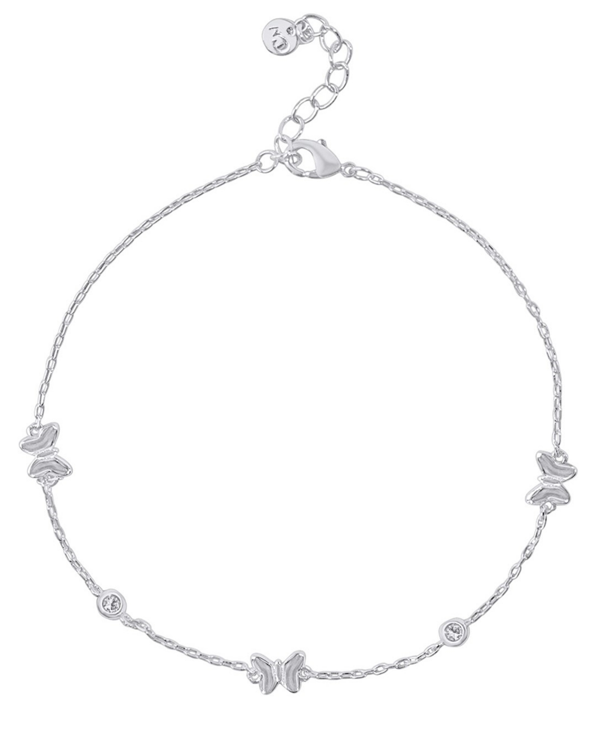 And Now This Cubic Zirconia Fine Silver-Plated or 18K Gold-Plated Butterfly Anklet