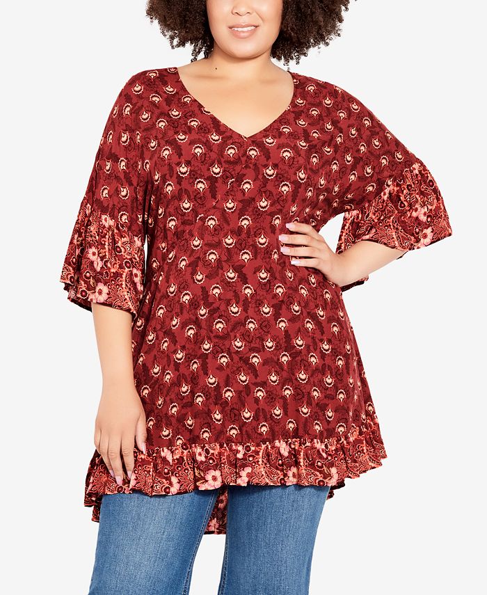 Avenue Women's Plus Size Tunic - Delaney Stripe Relaxed Fit Top
