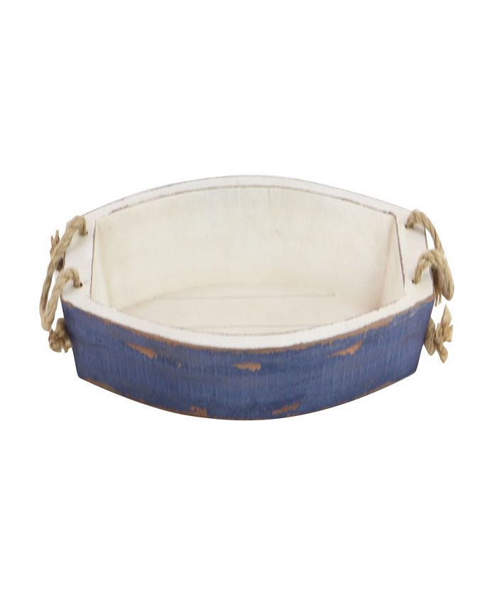 Rosemary Lane Wood Sail Boat Tray with Rope Handles Set of 2 23 quot 19