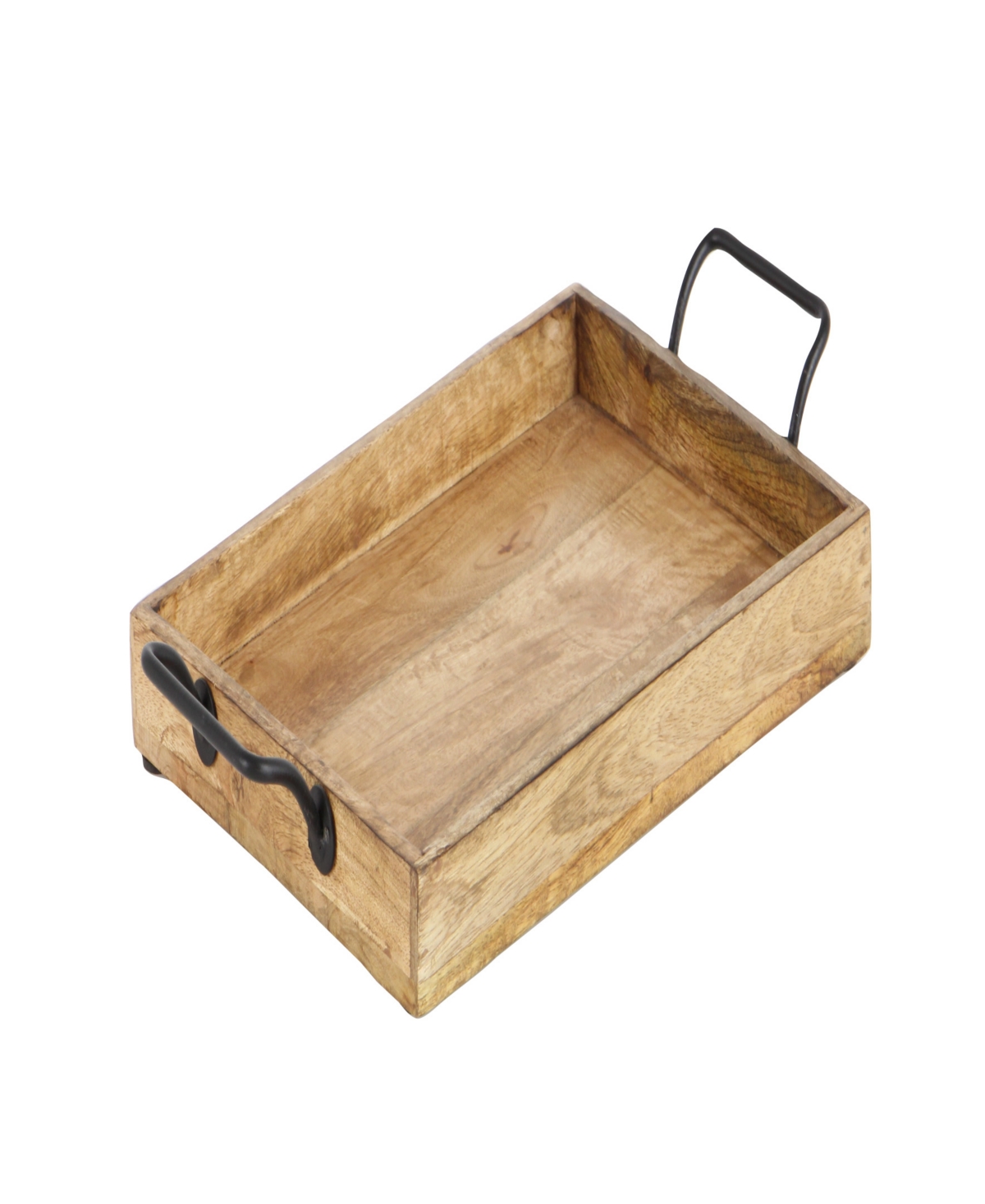 Rosemary Lane Mango Wood Tray with Slot Handles, Set of 3, 17