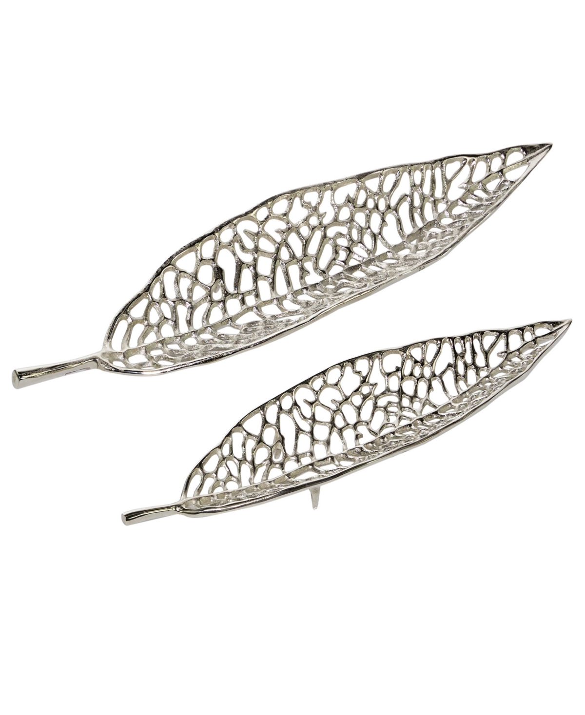 Rosemary Lane Metal Leaf Tray, Set Of 2, 31", 24" W In Silver