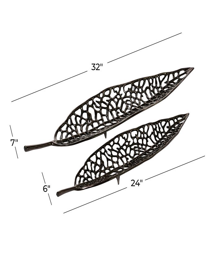 Melrose International Distressed Metal Leaf Tray (Set of 2) main image 0
