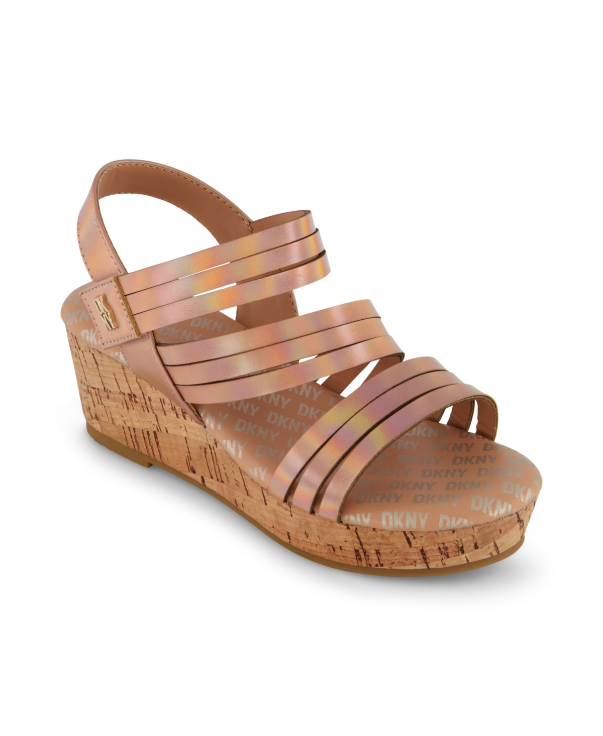 Shop Dkny Big Girls Open Toe Wedge Sandals In Rose