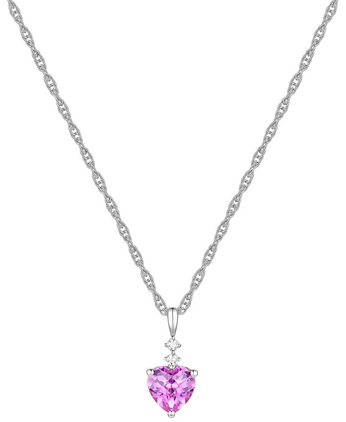 Macy's pink sapphire heart hot sale necklace