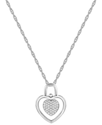 Lab-Grown Pink Sapphire (2-3/8 ct. t.w.) & Lab-Grown White Sapphire (5/8 ct. t.w.) Heart 18" Pendant Necklace in Sterling Silver