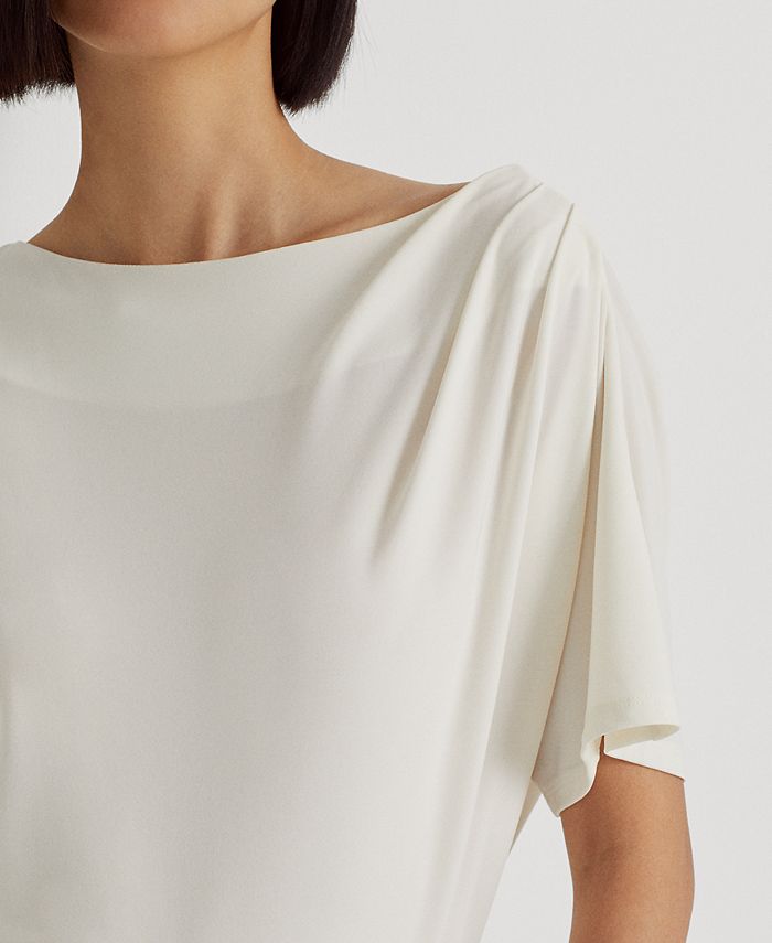 Lauren Ralph Lauren Women's Pleated Stretch Jersey T-Shirt - Macy's