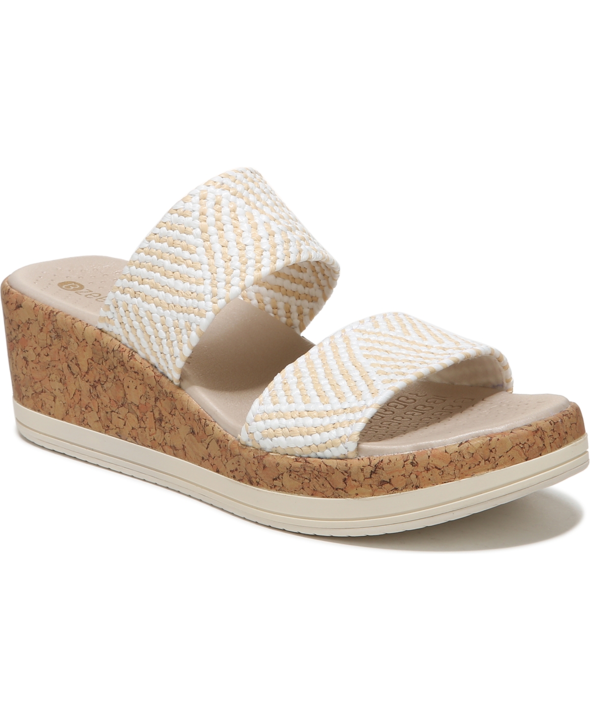 Shop Bzees Resort Washable Slide Sandals In White Raffia Fabric