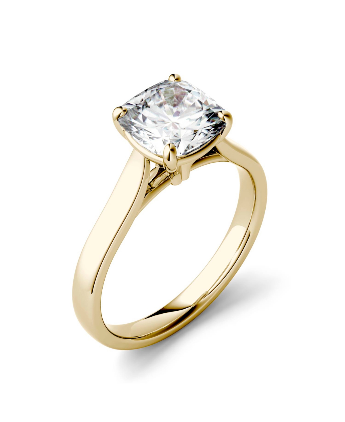 Charles & Colvard Moissanite Cushion Cut Solitaire Ring (2 ct. t.w. Diamond Equivalent) in 14k White or Yellow- Gold
