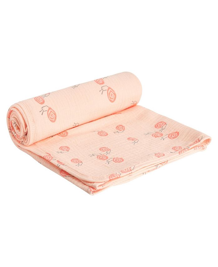 Deux par Deux Baby Girl Printed Muslin Blanket Pink Snails Infant