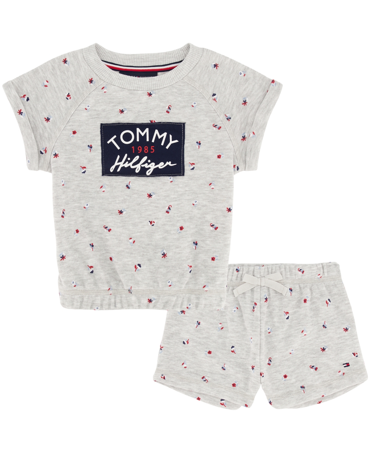 give byrde farligt Tommy Hilfiger Baby Girls Floral French Terry Shirt And Shorts, 2 Piece Set  In Gray | ModeSens