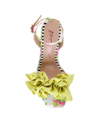 Betsey Johnson Women's Elmira Ruffled Floral Heel Sandals - Macy's