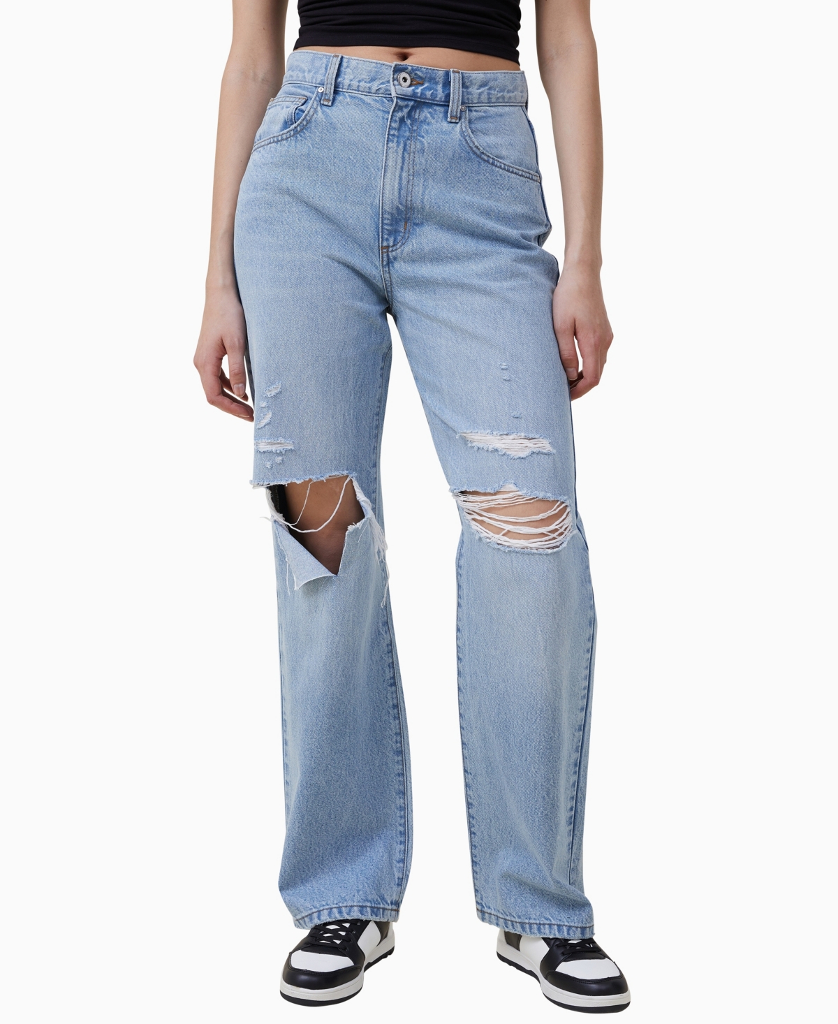 Cotton On Women's Loose Straight Jeans In Bondi Blue Rip