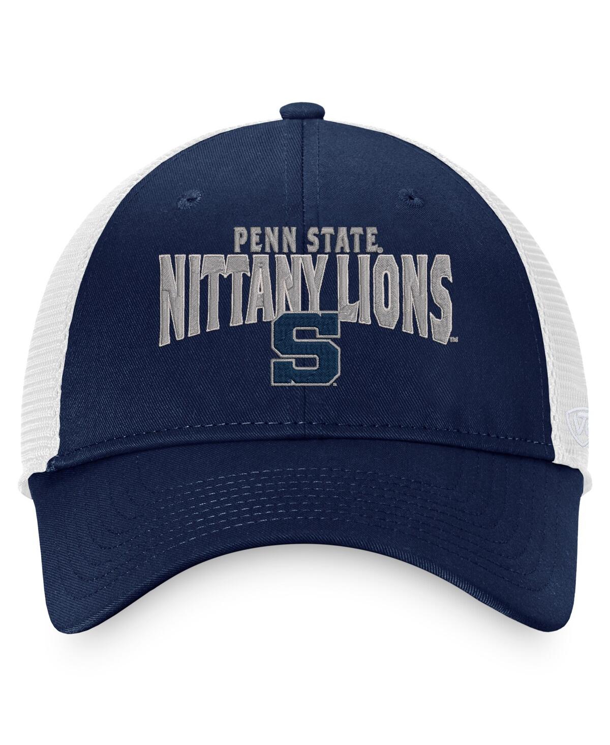 Top Of The World Men's  Navy, White Penn State Nittany Lions Breakout Trucker Snapback Hat In Navy,white