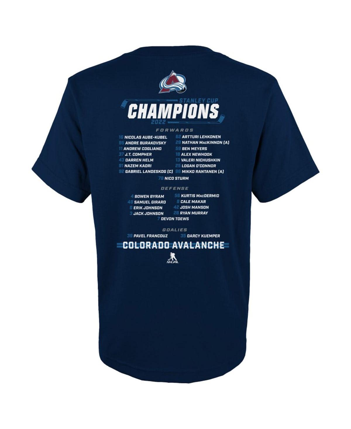 Fanatics Youth  Branded Navy Colorado Avalanche 2022 Stanley Cup Champions Roster T-shirt In Navy