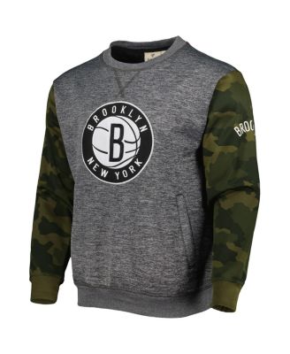 Men's Heather Charcoal Brooklyn Nets Camo Stitched Sweatshirt