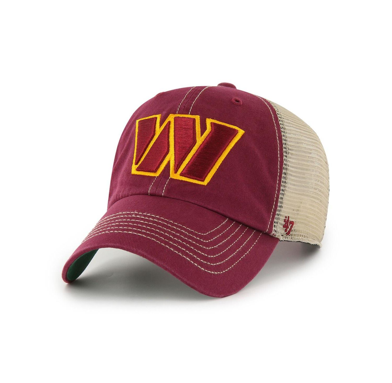 Men's Burgundy, Natural Washington Commanders Trawler Clean Up Trucker Snapback Hat
