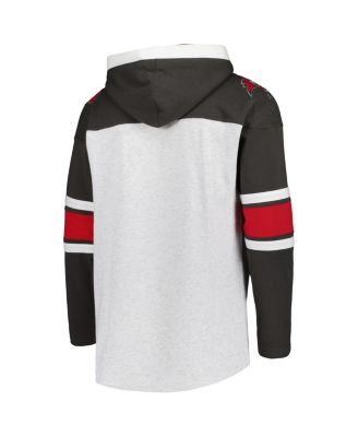 Men's Tampa Bay Buccaneers Heather Gray Gridiron Lace-Up Pullover Hoodie