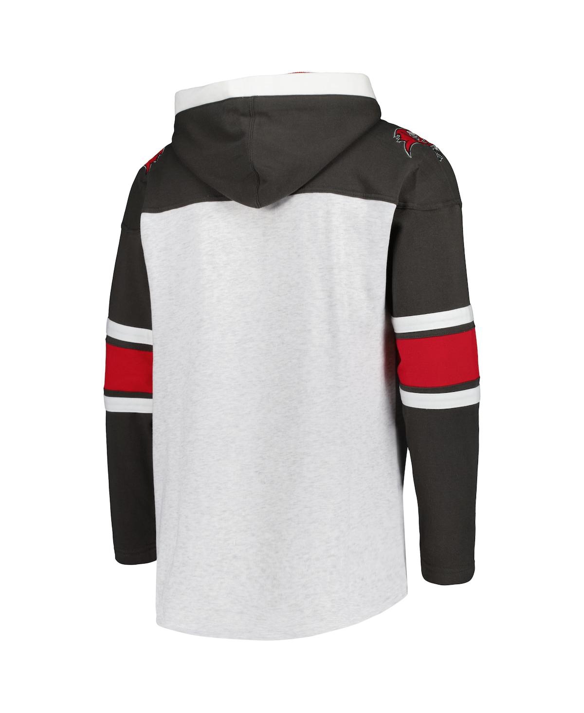 47 Brand Men's ' Tampa Bay Buccaneers Heather Gray Gridiron Lace-up Pullover Hoodie In Heather Gray