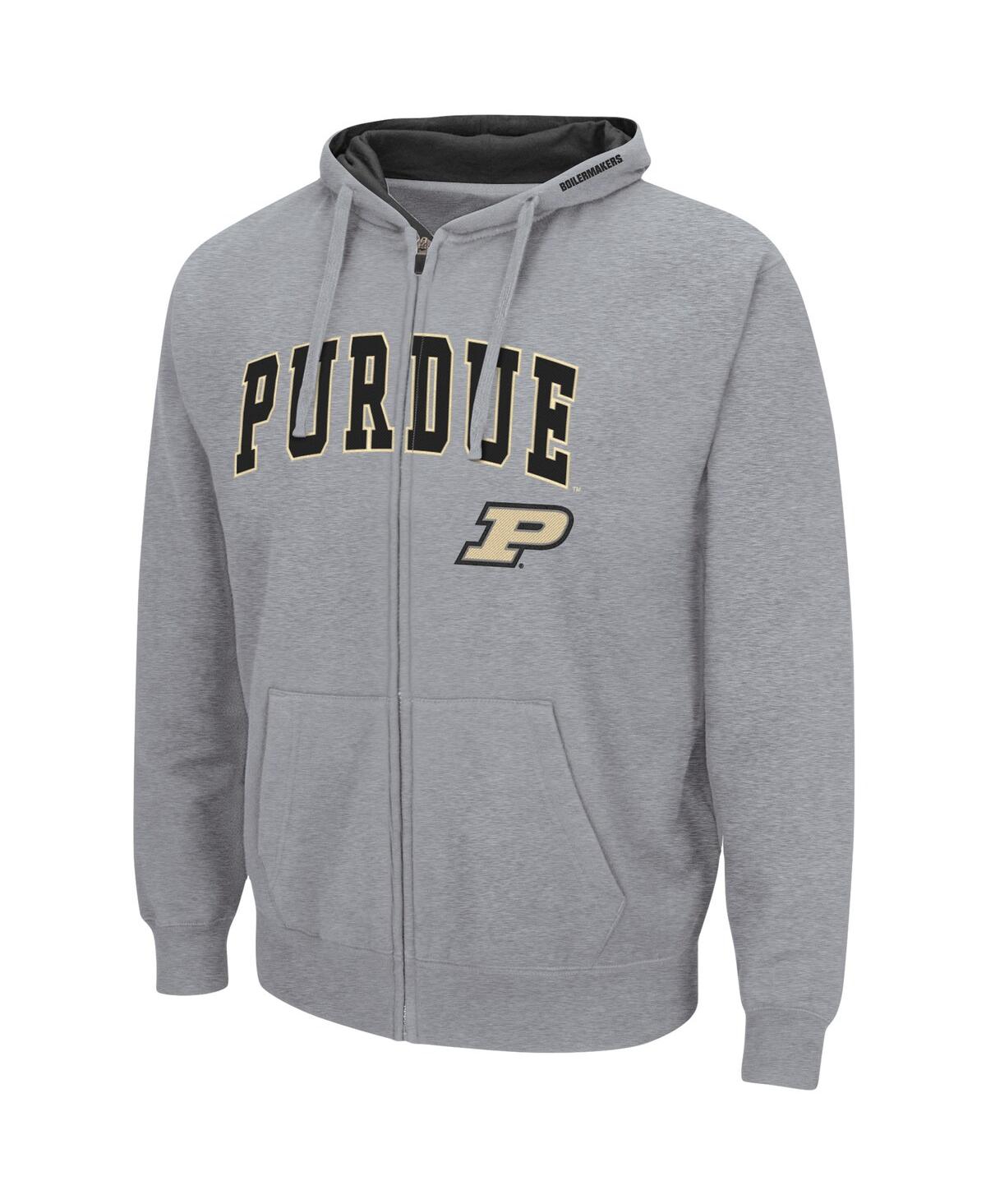 Colosseum Men's  Heathered Gray Purdue Boilermakers Arch And Logo 3.0 Pullover Hoodie In Heathered Gray