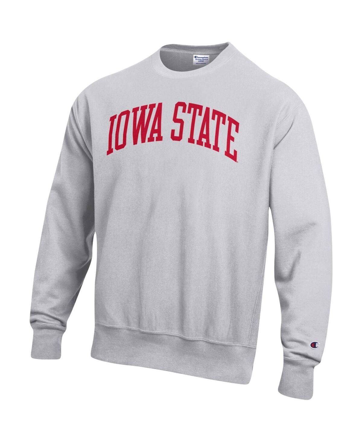 Shop Champion Men's  Heathered Gray Iowa State Cyclones Arch Reverse Weave Pullover Sweatshirt