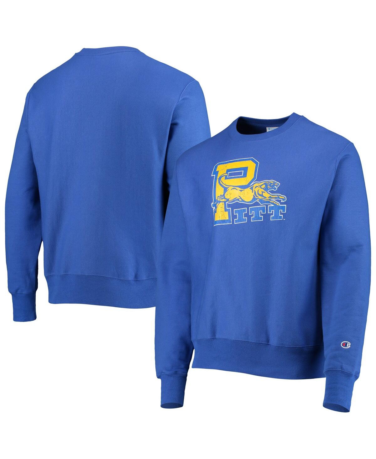 Shop Champion Men's  Royal Pitt Panthers Vault Logo Reverse Weave Pullover Sweatshirt