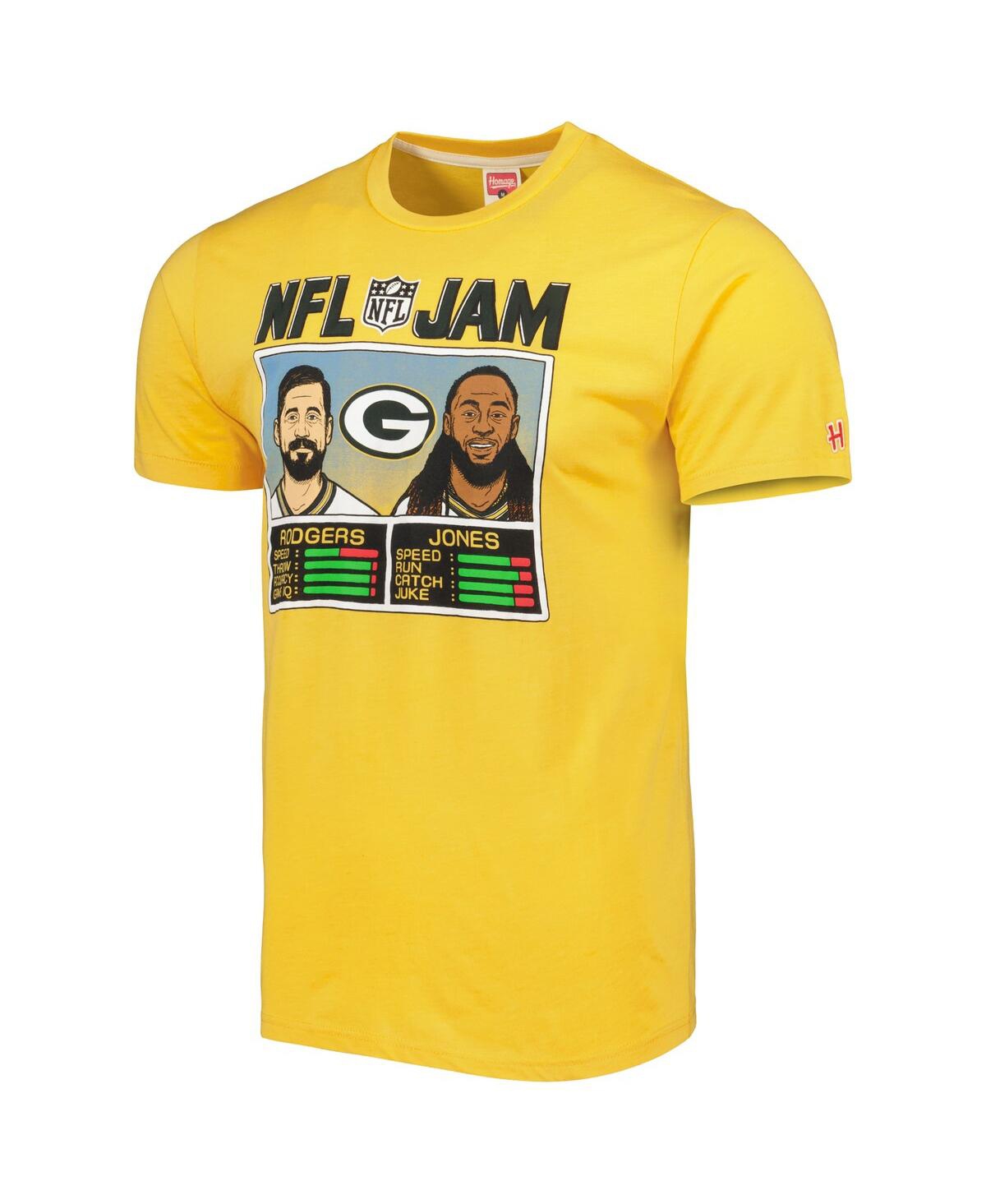 Homage Men's  Aaron Rodgers And Aaron Jones Heather Gold Green Bay Packers Nfl Jam Tri-blend T-shirt In Heather Gold