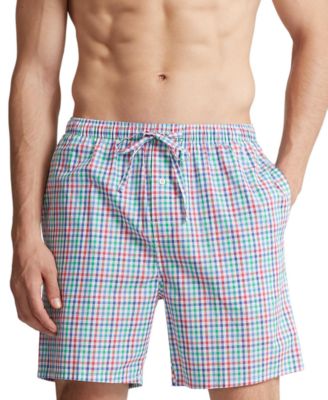 WORW Men's Pajama Shorts, Cotton Plaid PJ Bottoms With