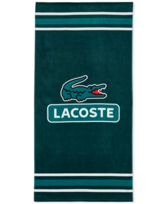 Lacoste Big Crocodile🐊 Logo Bath Towels 30x52 Teal Cotton New W/ Tags  Summer🌞