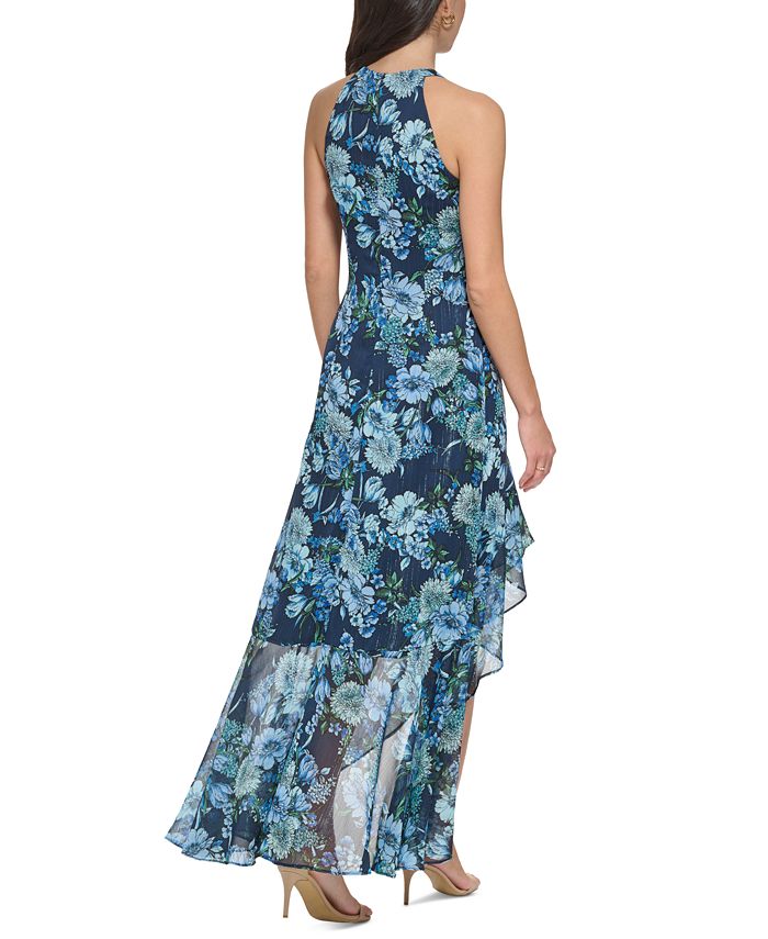 Vince Camuto Women's Floral Chiffon Ruffled Halter Gown - Macy's