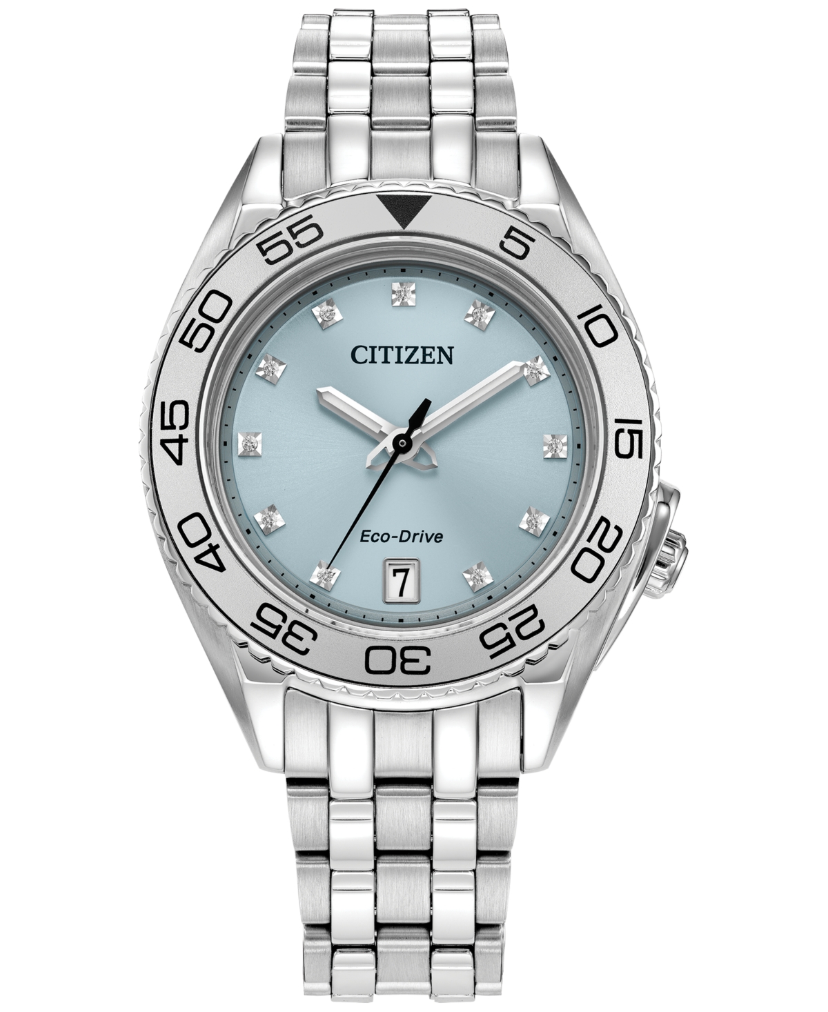 Citizen Eco-drive Women's Sport Luxury Diamond Accent Stainless Steel Bracelet Watch 35mm In Silver-tone