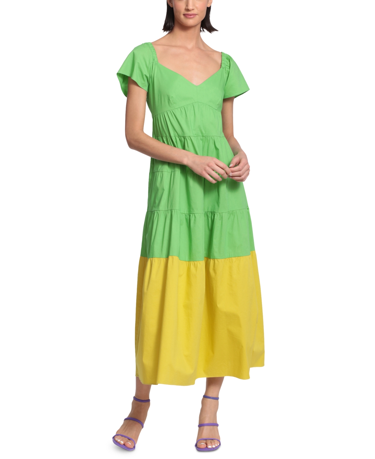 Donna Morgan Colorblocked Tiered Maxi Dress
