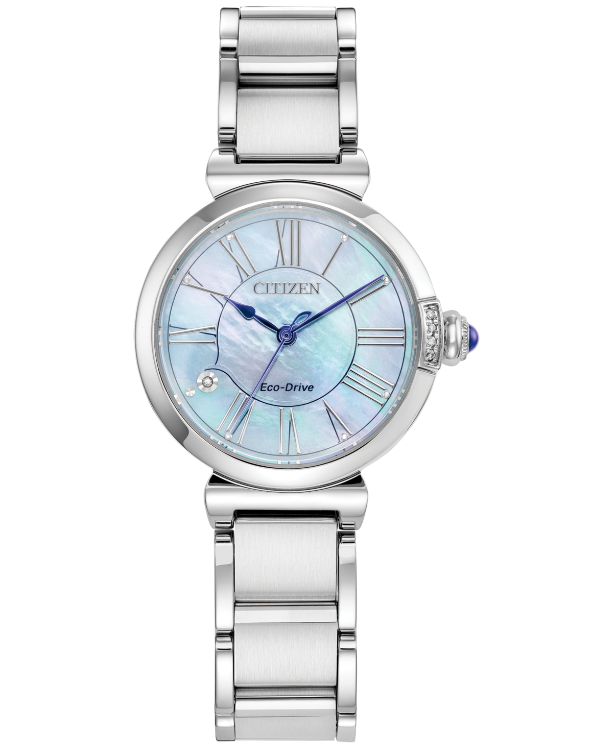 Shop Citizen Eco-drive Mae Women's Diamond Accent Stainless Steel Bracelet Watch 30mm In Silver-tone