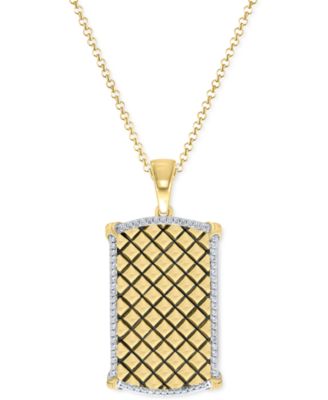 Macy's - Men's Diamond Border Square Pattern Dog Tag 22" Pendant Necklace (1/2 ct. t.w.)