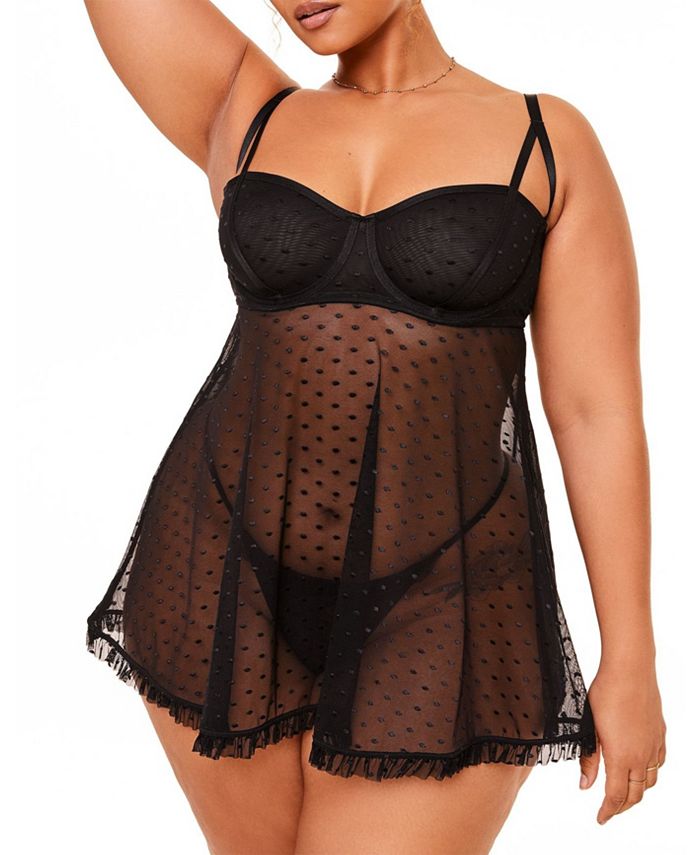 Black Mesh Babydoll Dress by Flash You and Me Lingerie