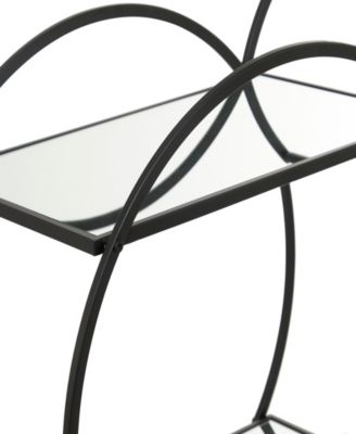 14" x 28" x 30" Iron Rolling with Wheels and Handle 2 Mirrored Shelves Bar Cart