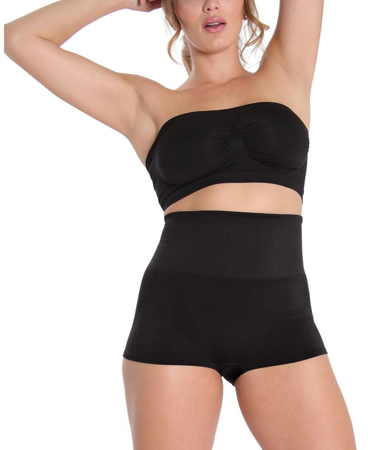 Memoi Plus Size High-waisted Seamless Shaping Boy Shorts In Black