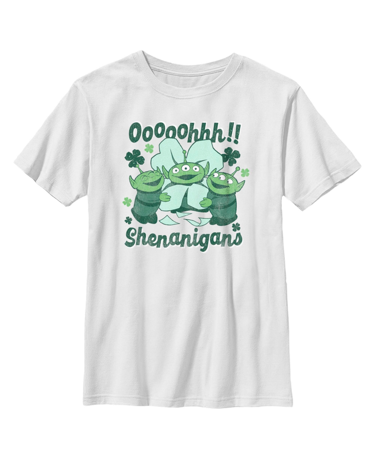 Disney Pixar Boy's Toy Story St. Patrick's Day Little Green Men Ooooohhh Shenanigans Child T-shirt In White