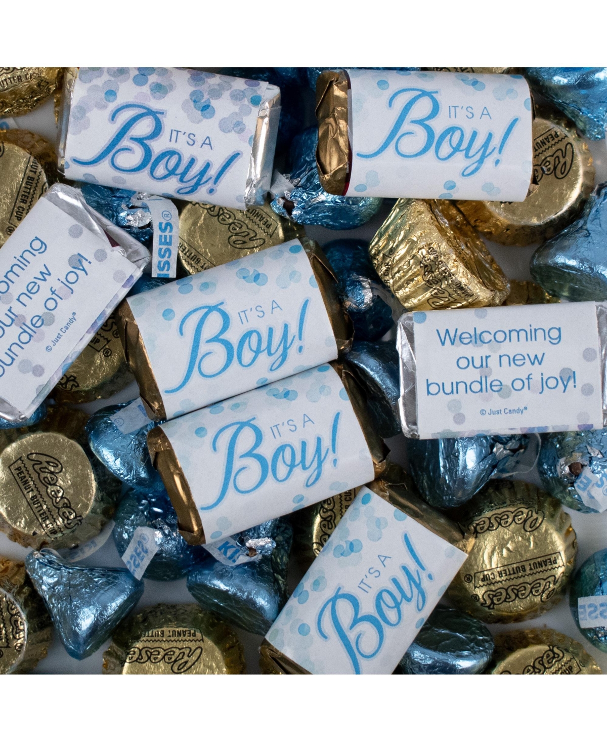 Just Candy 120 Pcs It's A Boy Baby Shower Candy Party Favor Hershey's Chocolate Mix (2 Lb, Approx. 120 Pcs) In Blue