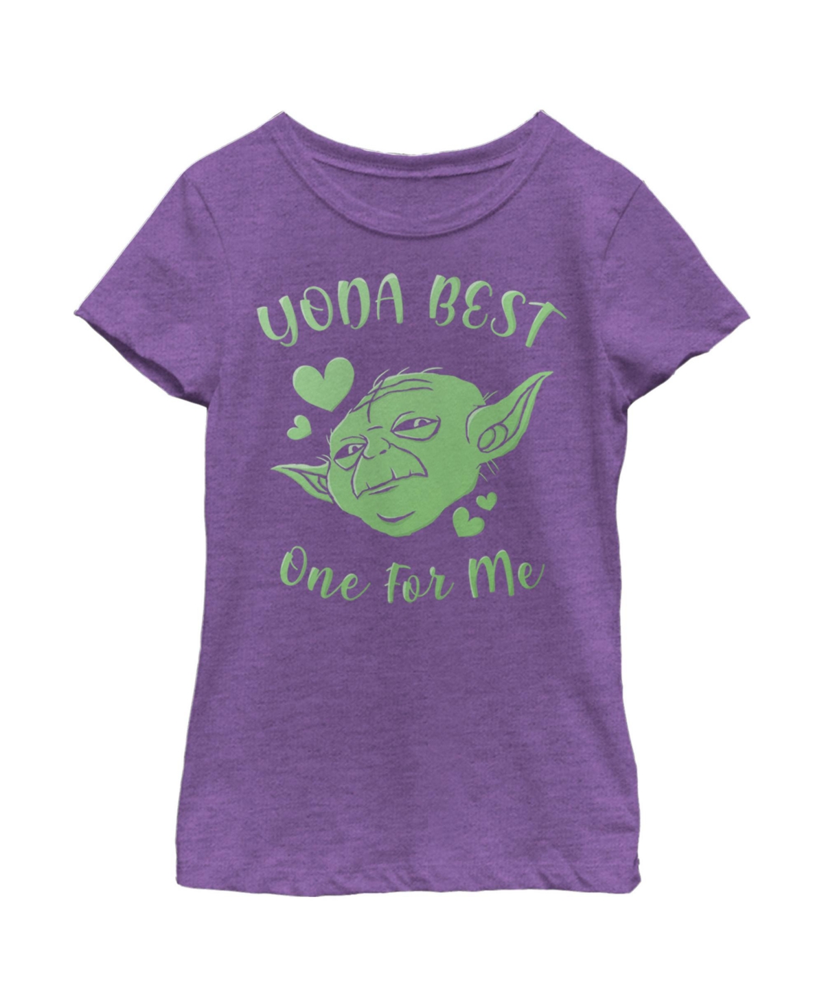 Disney Lucasfilm Kids' Girl's Star Wars Valentine's Day Yoda Best One For Me Child T-shirt In Purple Berry