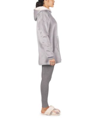 Women's Sherpa-Lined Velour Hooded Lounger